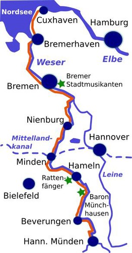 Weserradweg Karte